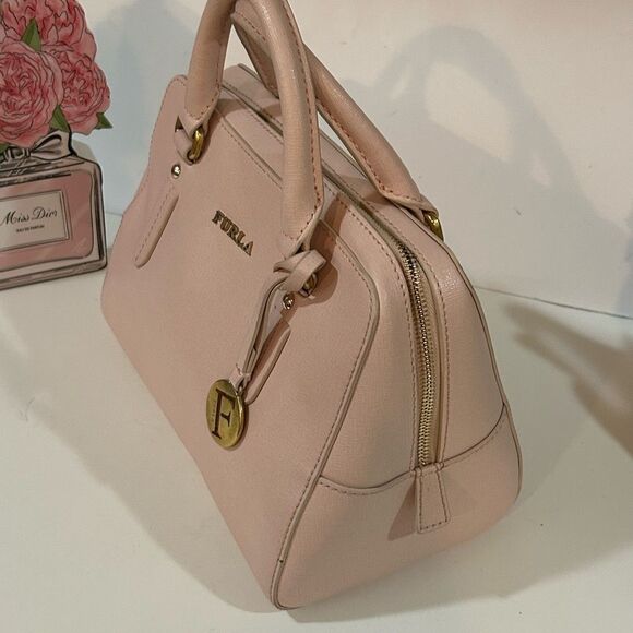 Furla Blush Pink Leather Satchel – Elegant Structured Top Handle - Picture 5 of 12